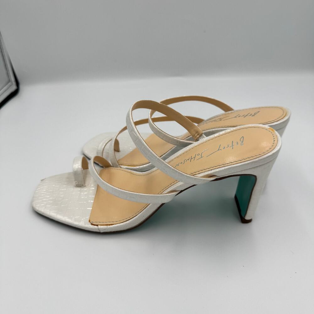 Betsey Johnson Anya Heels 8 White Croc Mule Sandals Bridal Y2K Heels Shoes Y2K - Picture 16 of 16